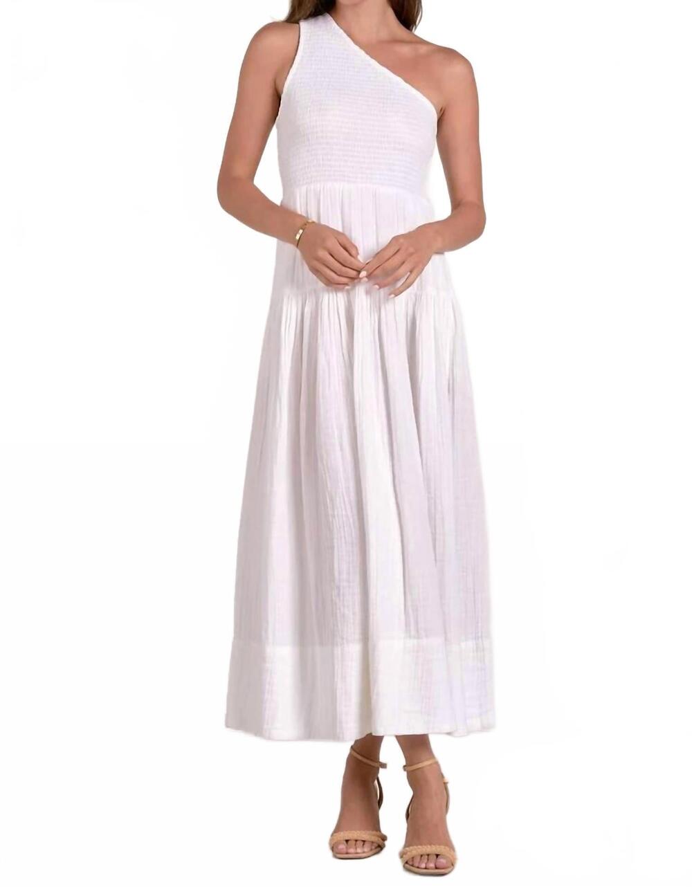NEW ELAN women's portofino one shoulder dress in white